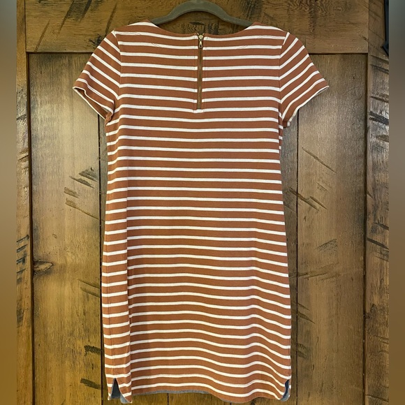 Loft Nautical Striped Cotton Dress Terracota Orange and white - Picture 3 of 6